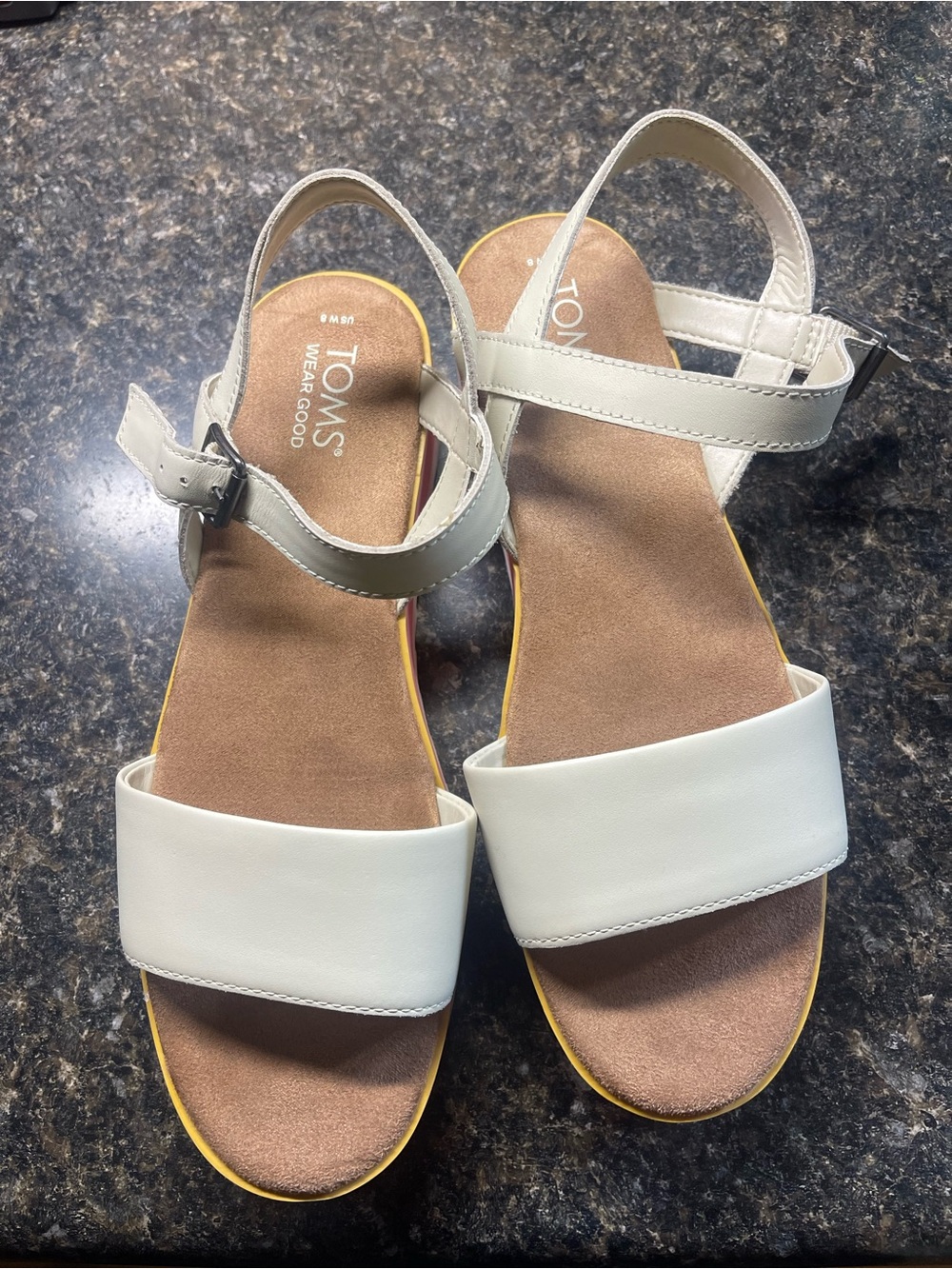 TOMS Cream Leather Open-Toe Ankle-Strap Sandals